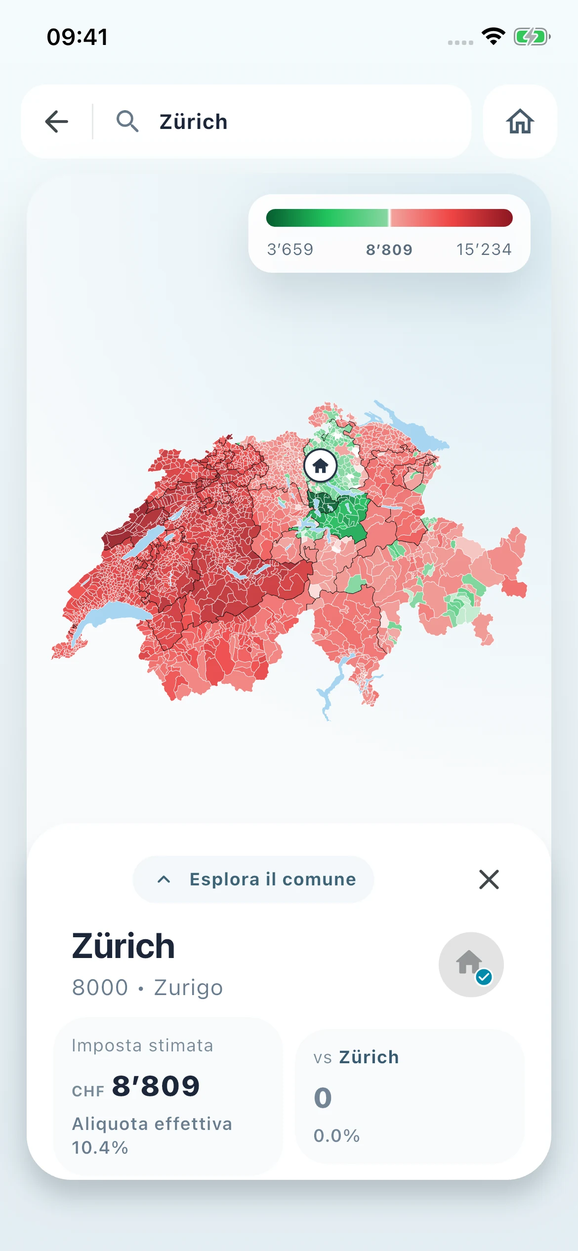 Mappa fiscale personalizzata dei comuni svizzeri per Zürich in Untaxed